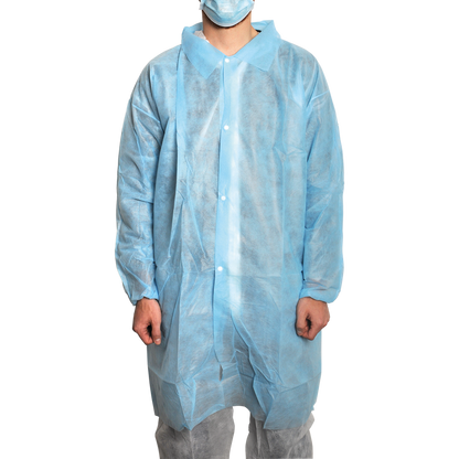 MaiMed-Coat V, besøgsfrakke af fleece med 4 trykknapper, ca. 120 cm