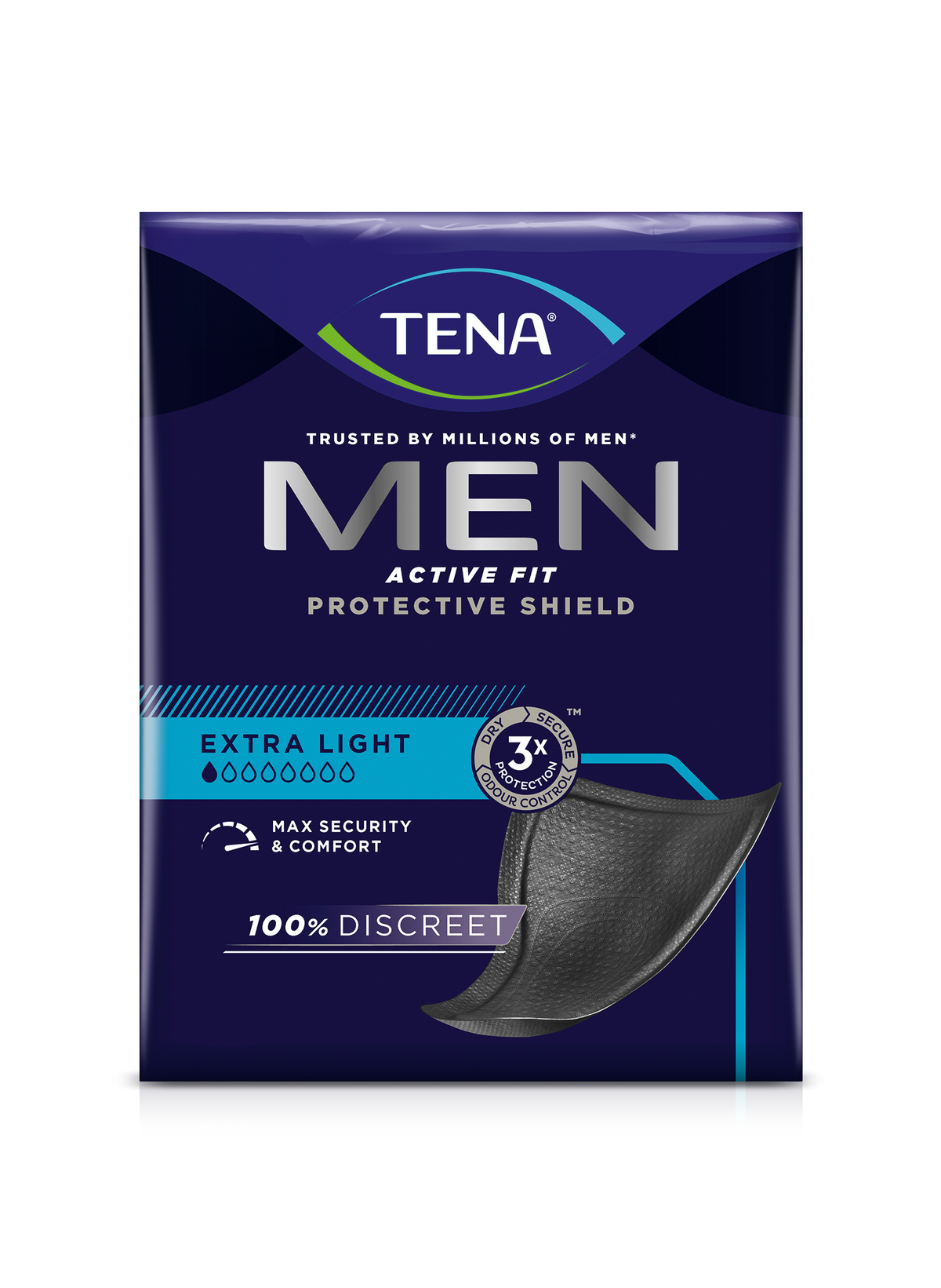 TENA MEN AKTIV BESKYTTELSE SKJÆLDE EKSTRA LIGHTINKINCINENCE INSERT | Pakke (14 stykker)