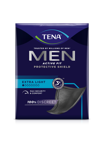 TENA MEN AKTIV BESKYTTELSE SKJÆLDE EKSTRA LIGHTINKINCINENCE INSERT | Pakke (14 stykker)