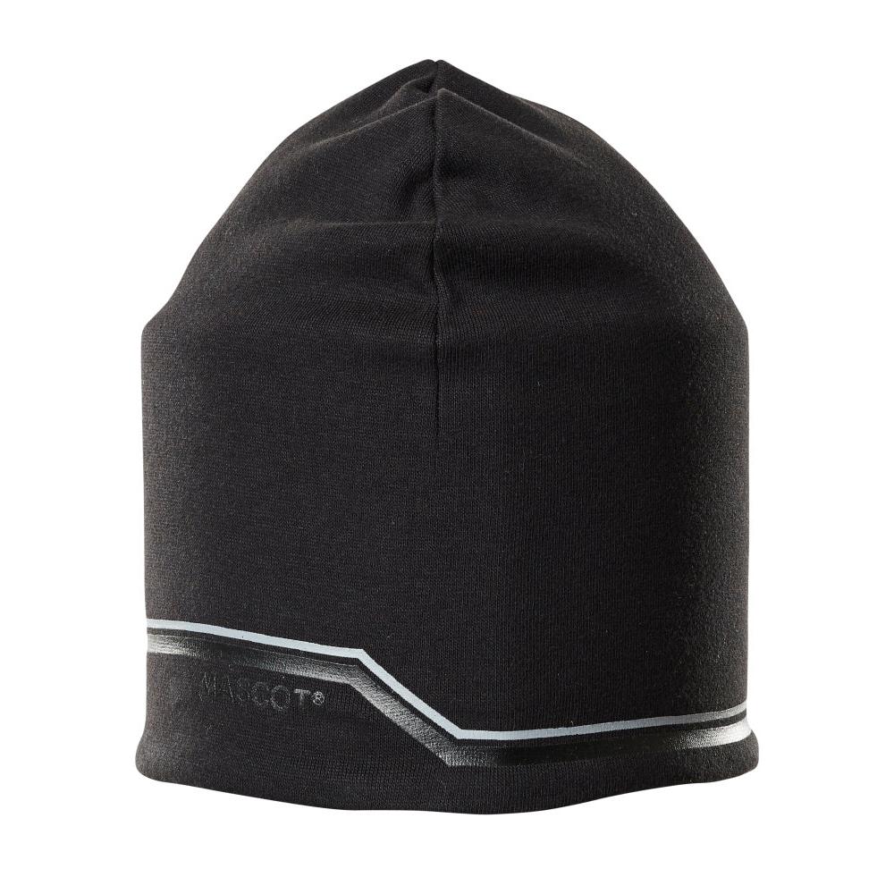 Strikket hue, med print Strikket hue str. ONE, sort | Pakke (1 stk)