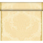 Eine beige-goldene, florale Damasttapetenrolle, teilweise abgerollt - perfekt für eine inspirierende Tischdekoration oder in Kombination mit dem Dunicel-Tischläufer Tête-à-Tête 24 m x 0,4 m (20 Abschnitte) von Duni GmbH für einen eleganten Touch.