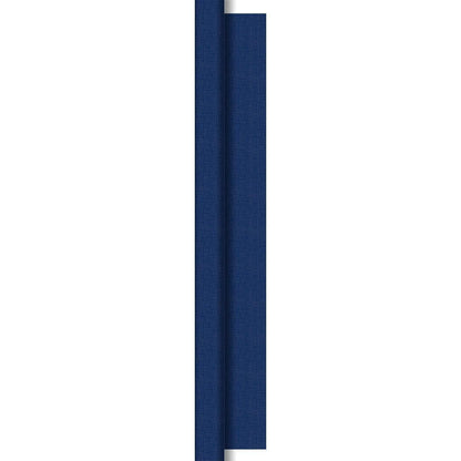 Et lodret blåt strukturpanel med en tynd sølvkant og skyggeeffekt, inspireret af Dunisilk-dug ruller 1,18 m x 25 m fra Duni GmbH, der ofte bruges i gastronomi til elegante borddekorationer.
