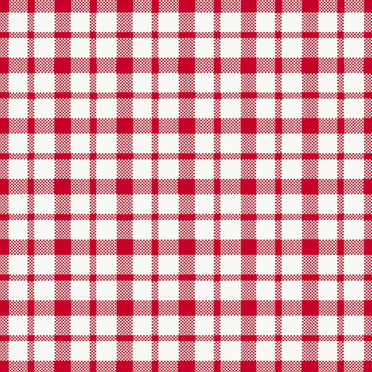 Ein rot-weißes Karo mit gleichmäßig verlaufenden Linien bildet Quadrate und Rechtecke auf diesen hochwertigen Dunisoft-Servietten 40 x 40 cm 1/4 Falz der Duni GmbH.