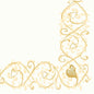Diese elegante Eckbordüre mit goldenen Ranken und Herzformen auf weißem Grund umrahmt den unteren und rechten Rand - perfekt für Duni GmbH Dunisoft-Servietten 40 x 40 cm 1/4 Falz.