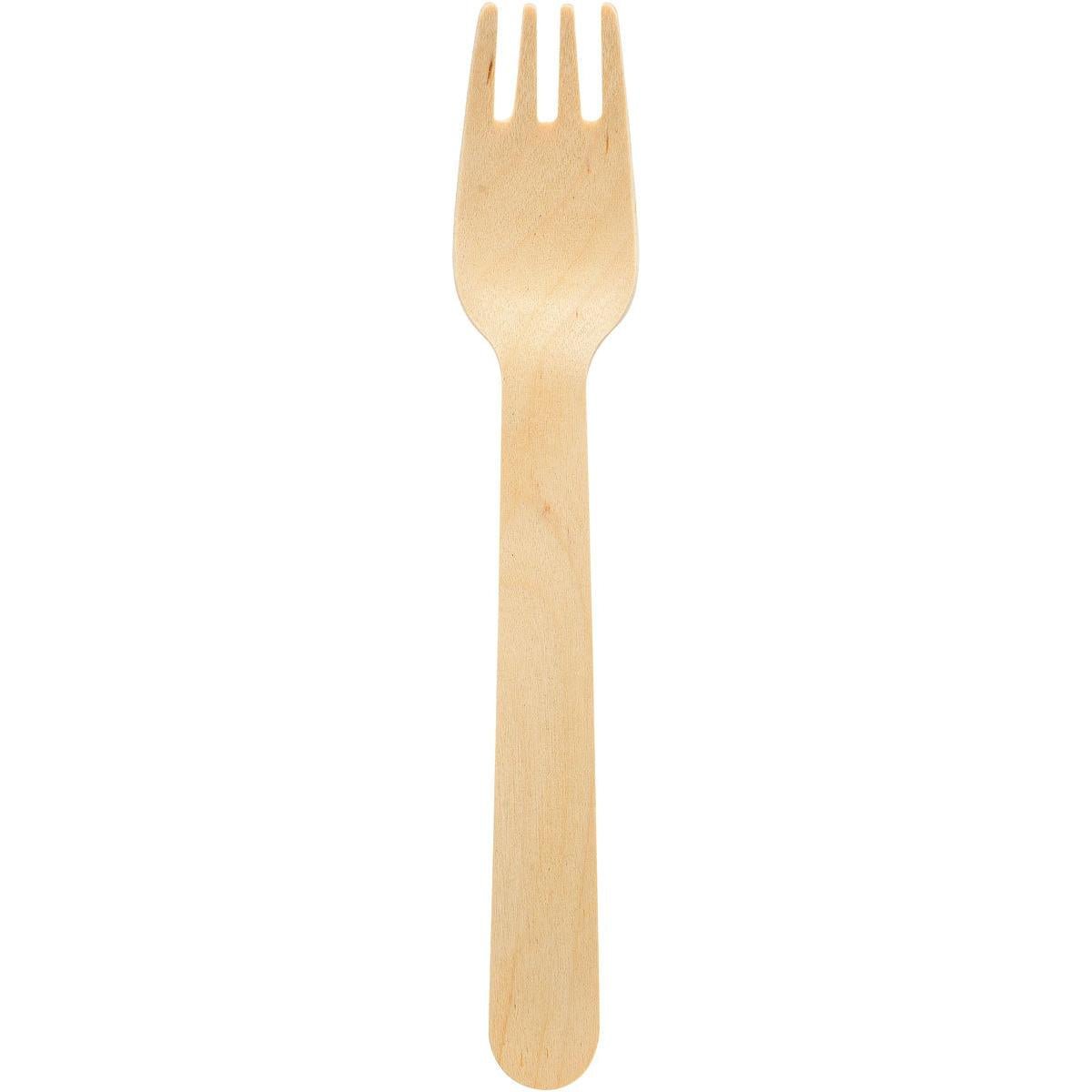 Duni GmbH Gaffel 160 mm, træ uvokset er et miljøvenligt træredskab, der kombinerer ske- og gaffelfunktioner og er ideelt til en bæredygtig kost; fås i pakninger med 100 stykker.