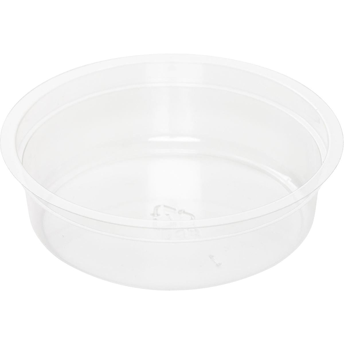Duni GmbH indsatsen til glas Crystal 120 ml rPET-beholder (pakke med 30 stykker), gennemsigtig og rund uden låg, er afbildet på hvid baggrund.