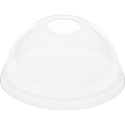 Der Duni GmbH Kuppeldeckel mit Öffnung für 188001-2 ist ein transparenter rPET-Kuppeldeckel mit Öffnung, ideal für Becher zum Servieren von Smoothies oder Eisgetränken. Erhältlich in Packungen mit 60 Stück.