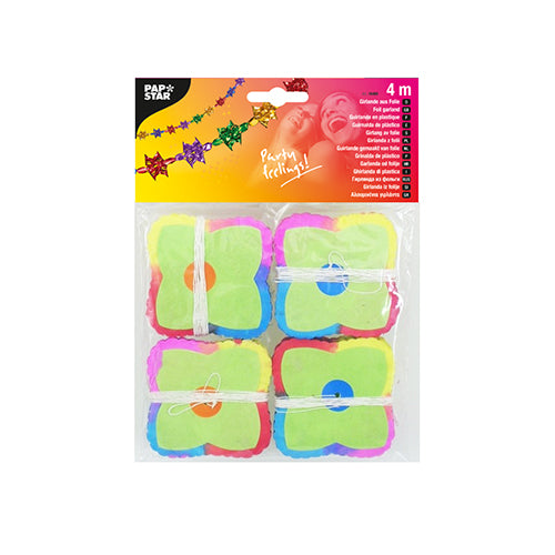 En 4-pak papirguirlander fra PAPSTAR GmbH, perfekt til fester. De farverige guirlander giver en festlig tone, og mærkeemballagen med dekorative motiver sørger for endnu mere feststemning.
