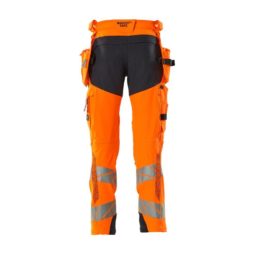 Bukser med hængelommer, ULTIMATE STRETCH-bukser, hi-vis orange/sort-blå