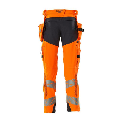Bukser med hængelommer, ULTIMATE STRETCH-bukser, hi-vis orange/sort-blå