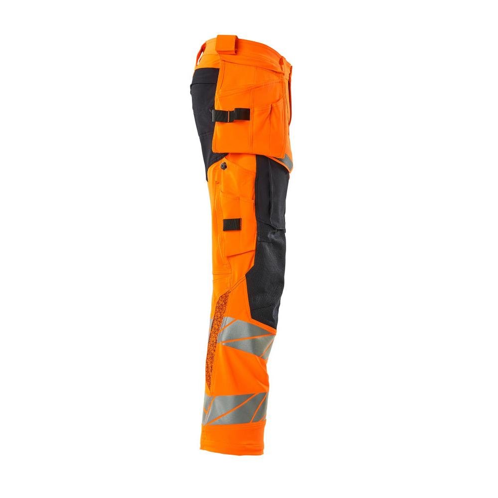 Bukser med hængelommer, ULTIMATE STRETCH-bukser, hi-vis orange/sort-blå