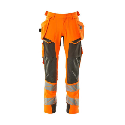 Bukser med hængelommer, ULTIMATE STRETCH bukser, hi-vis orange/mørk antracit