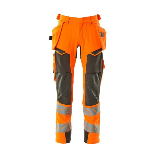 Bukser med hængelommer, ULTIMATE STRETCH bukser, hi-vis orange/mørk antracit