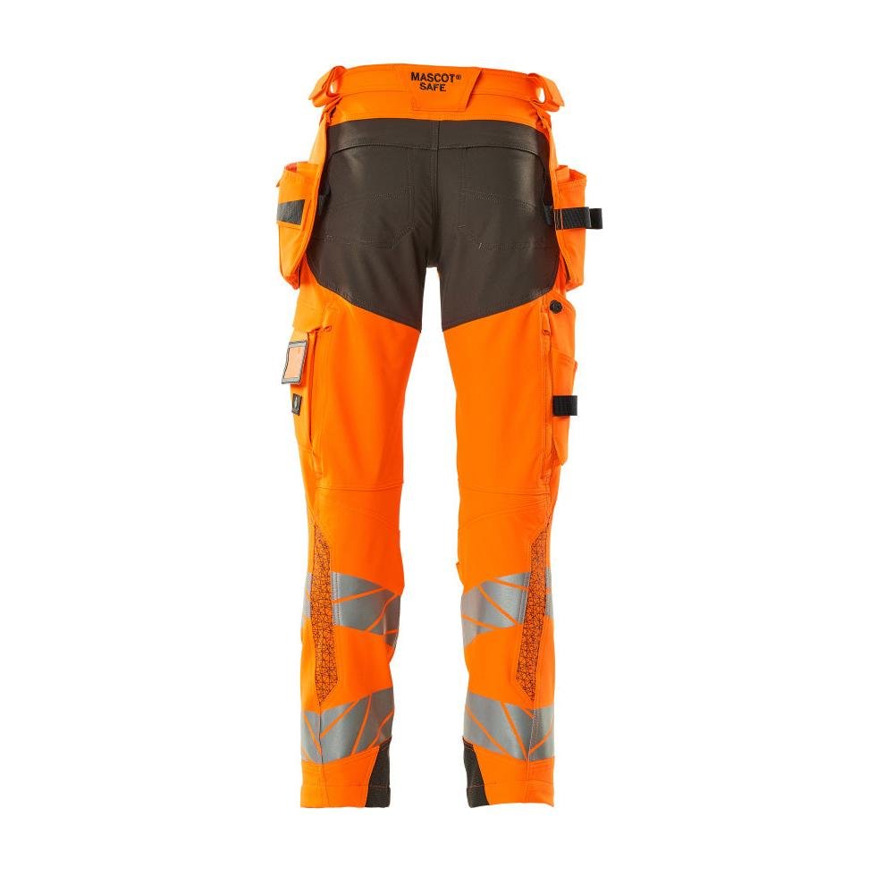Bukser med hængelommer, ULTIMATE STRETCH bukser, hi-vis orange/mørk antracit