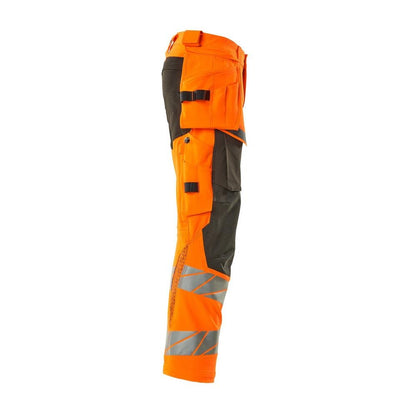 Bukser med hængelommer, ULTIMATE STRETCH bukser, hi-vis orange/mørk antracit