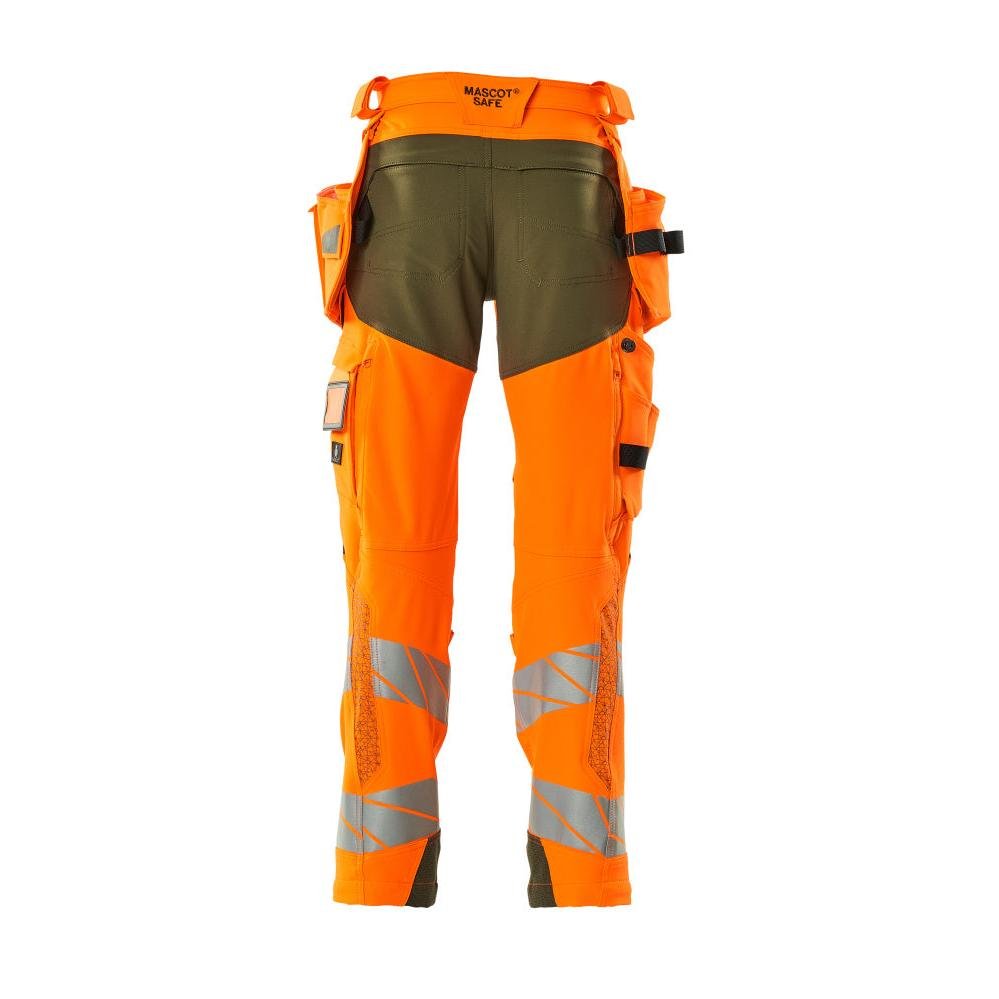 Bukser med hængelommer, ULTIMATE STRETCH bukser, hi-vis orange/mosgrøn
