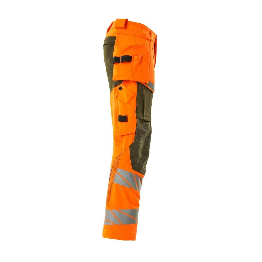 Bukser med hængelommer, ULTIMATE STRETCH bukser, hi-vis orange/mosgrøn