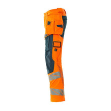 Bukser med hængelommer, ULTIMATE STRETCH-bukser, hi-vis orange/mørk petroleum