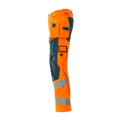 Bukser med hængelommer, ULTIMATE STRETCH-bukser, hi-vis orange/mørk petroleum