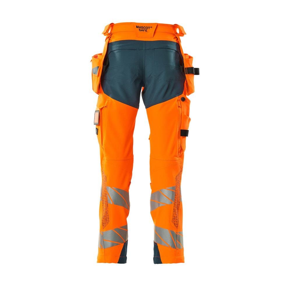 Bukser med hængelommer, ULTIMATE STRETCH-bukser, hi-vis orange/mørk petroleum