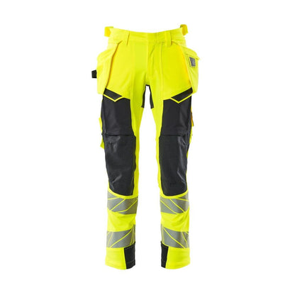 Bukser med hængelommer, ULTIMATE STRETCH bukser, hi-vis gul/sort-blå