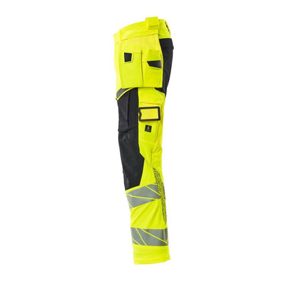 Bukser med hængelommer, ULTIMATE STRETCH bukser, hi-vis gul/sort-blå