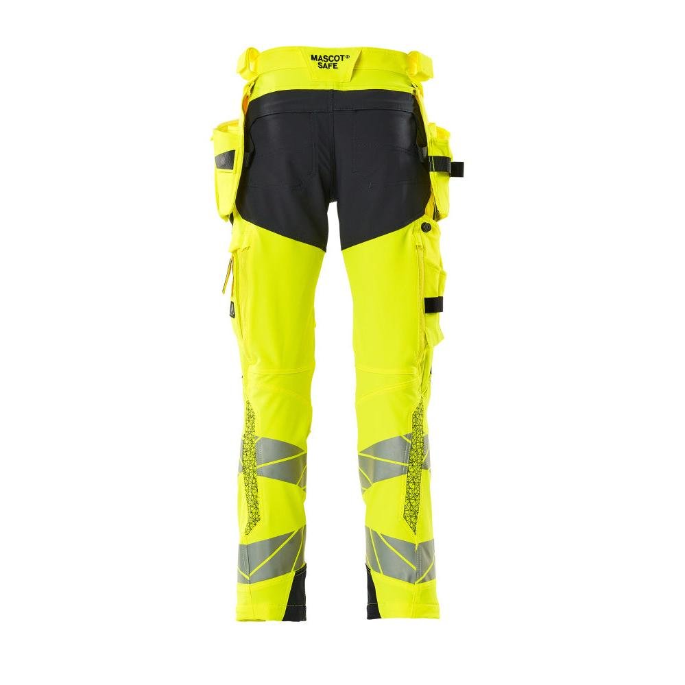 Bukser med hængelommer, ULTIMATE STRETCH bukser, hi-vis gul/sort-blå