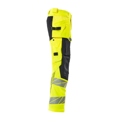 Bukser med hængelommer, ULTIMATE STRETCH bukser, hi-vis gul/sort-blå