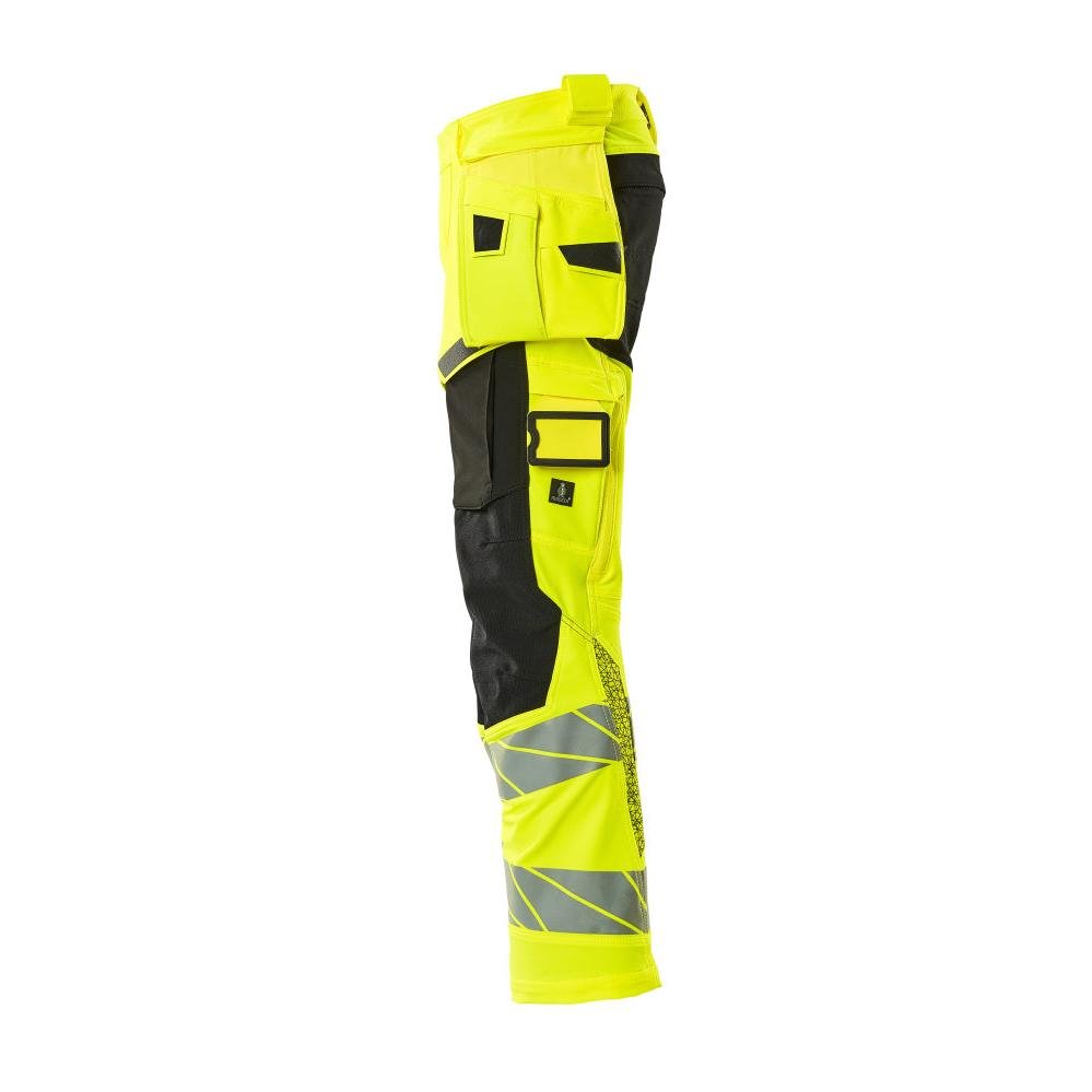 Bukser med hængelommer, ULTIMATE STRETCH bukser, hi-vis gul/sort