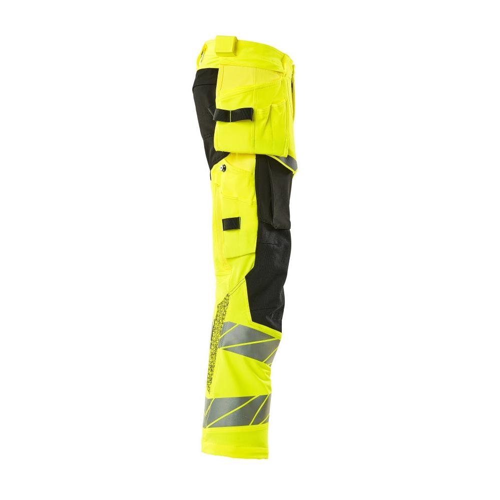 Bukser med hængelommer, ULTIMATE STRETCH bukser, hi-vis gul/sort