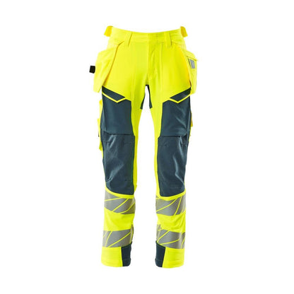 Bukser med hængelommer, ULTIMATE STRETCH-bukser, hi-vis gul/mørk petroleum