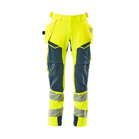 Bukser med hængelommer, ULTIMATE STRETCH-bukser, hi-vis gul/mørk petroleum