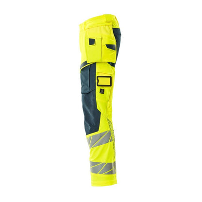 Bukser med hængelommer, ULTIMATE STRETCH-bukser, hi-vis gul/mørk petroleum
