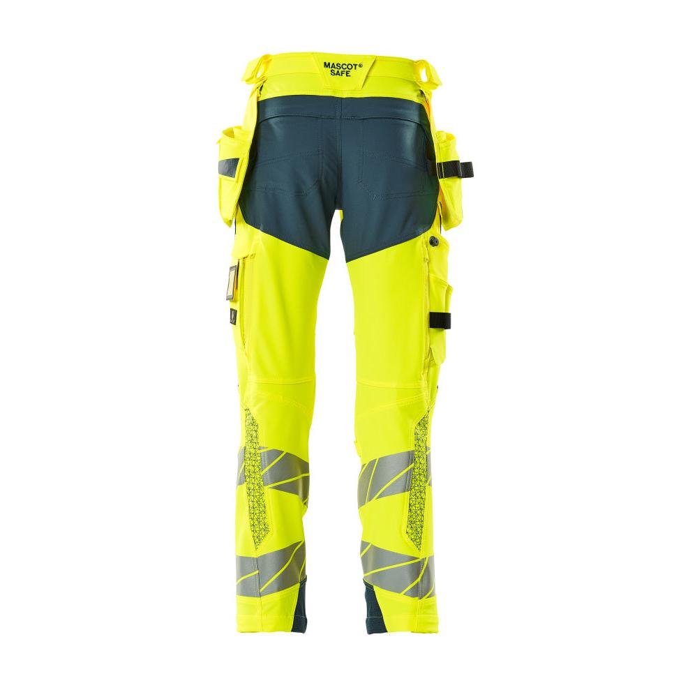 Bukser med hængelommer, ULTIMATE STRETCH-bukser, hi-vis gul/mørk petroleum