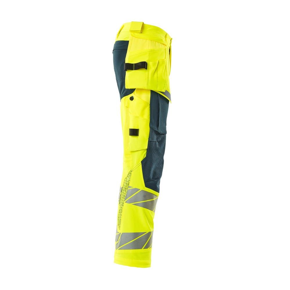Bukser med hængelommer, ULTIMATE STRETCH-bukser, hi-vis gul/mørk petroleum