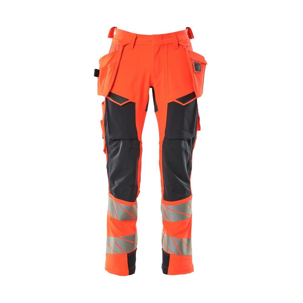 Bukser med hængelommer, ULTIMATE STRETCH-bukser, Hi-vis rød/sort-blå