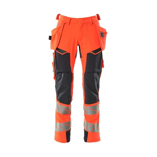 Bukser med hængelommer, ULTIMATE STRETCH-bukser, Hi-vis rød/sort-blå