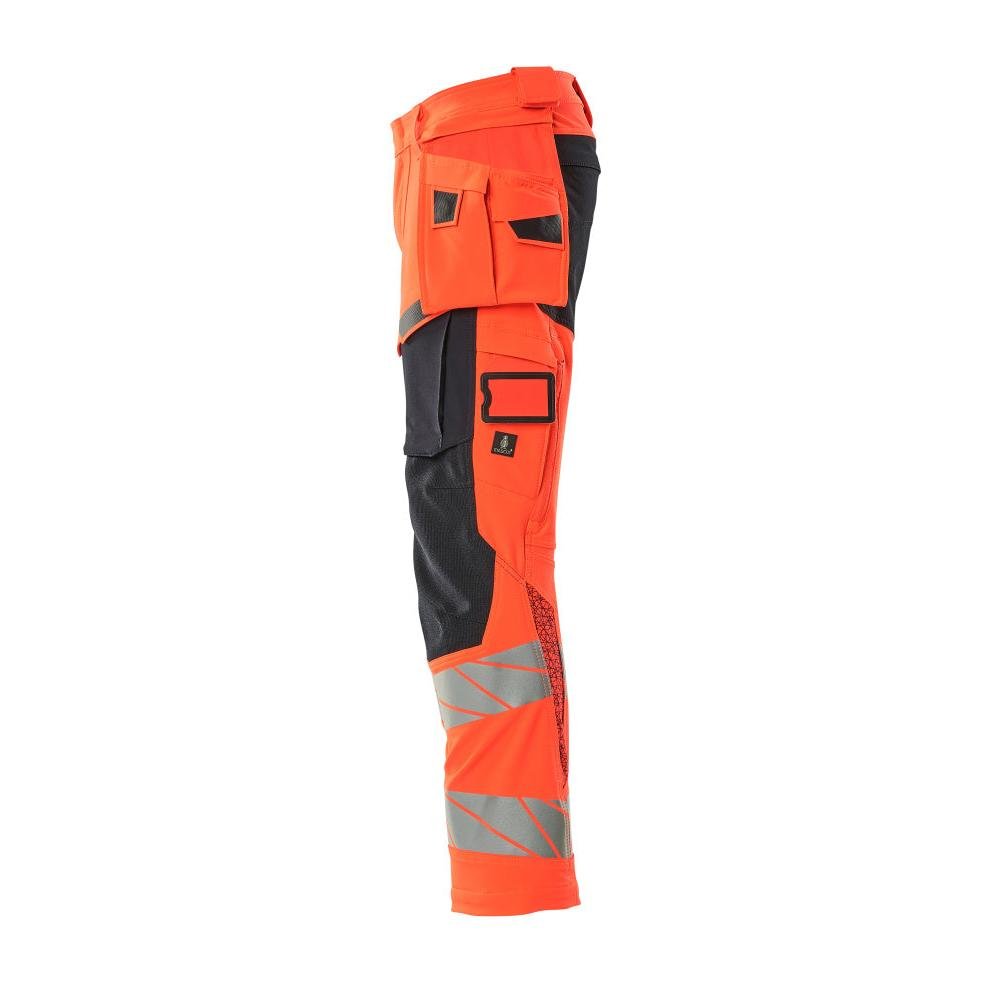 Bukser med hængelommer, ULTIMATE STRETCH-bukser, Hi-vis rød/sort-blå