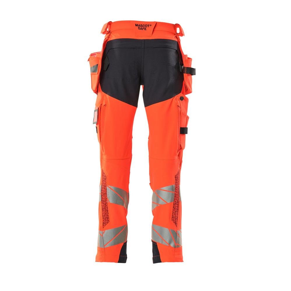 Bukser med hængelommer, ULTIMATE STRETCH-bukser, Hi-vis rød/sort-blå