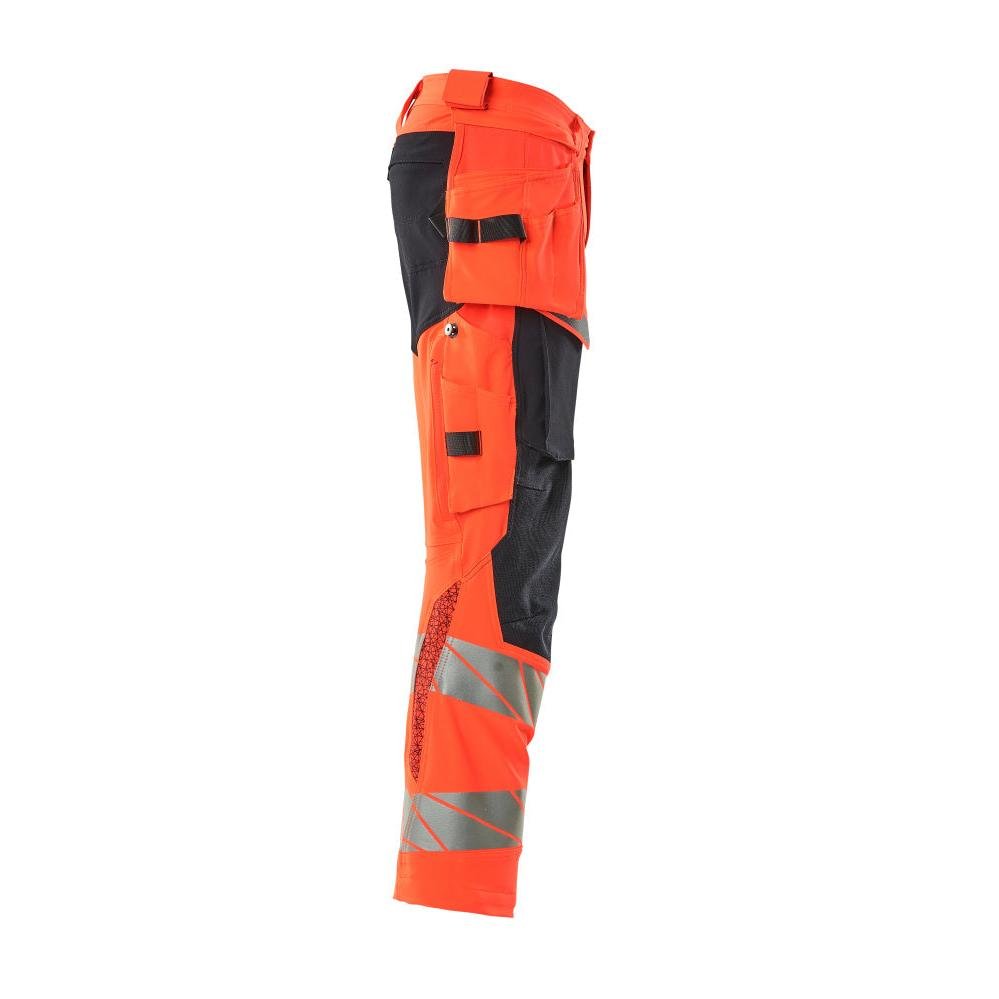 Bukser med hængelommer, ULTIMATE STRETCH-bukser, Hi-vis rød/sort-blå