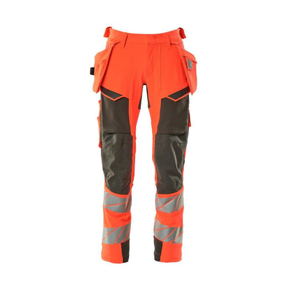 Bukser med hængelommer, ULTIMATE STRETCH bukser, hi-vis rød/mørk antracit