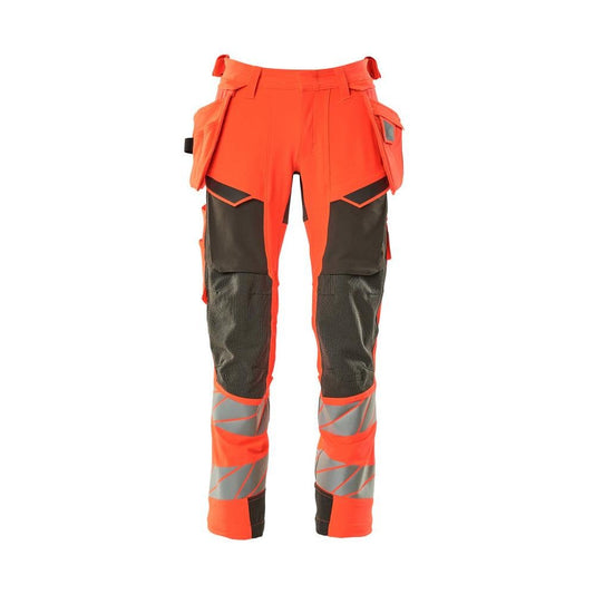 Bukser med hængelommer, ULTIMATE STRETCH bukser, hi-vis rød/mørk antracit
