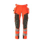 Bukser med hængelommer, ULTIMATE STRETCH bukser, hi-vis rød/mørk antracit
