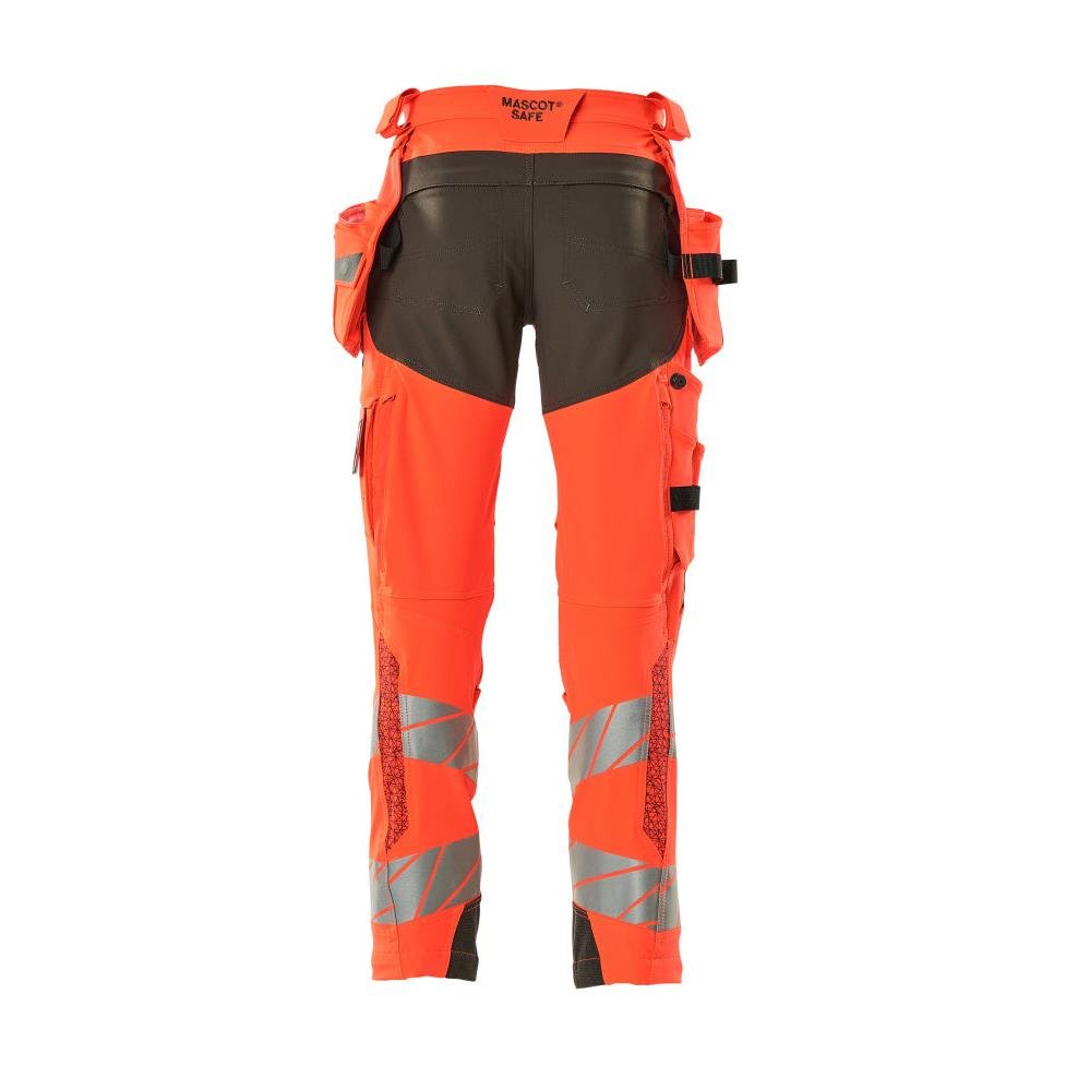 Bukser med hængelommer, ULTIMATE STRETCH bukser, hi-vis rød/mørk antracit