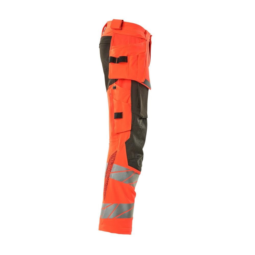 Bukser med hængelommer, ULTIMATE STRETCH bukser, hi-vis rød/mørk antracit