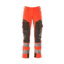 Bukser med knælommer, ULTIMATE STRETCH-bukser, hi-vis rød/mørk antracit