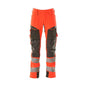 Bukser med knælommer, ULTIMATE STRETCH-bukser, hi-vis rød/mørk antracit