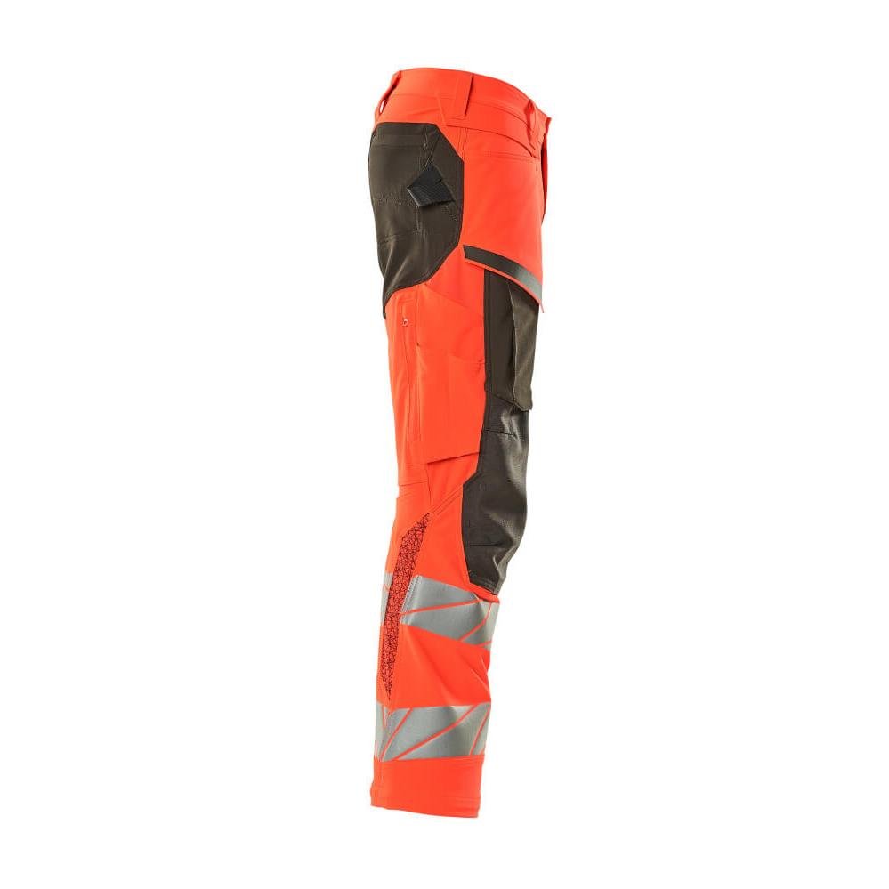 Bukser med knælommer, ULTIMATE STRETCH-bukser, hi-vis rød/mørk antracit