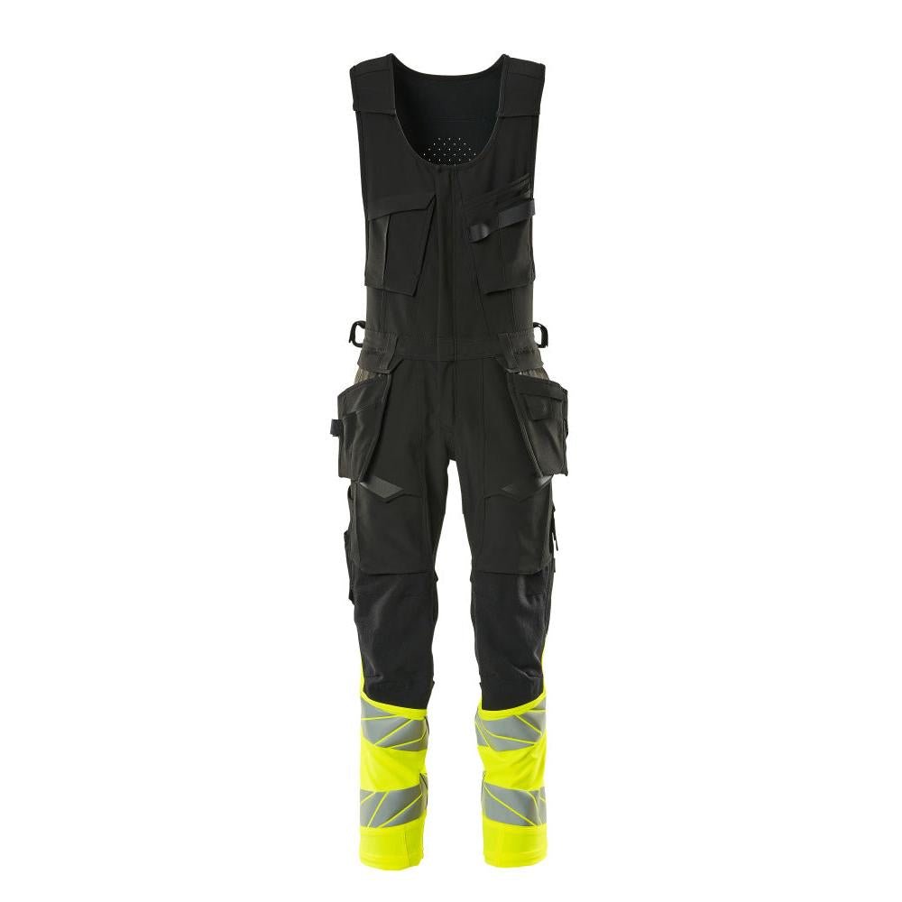 Kombinationsbukser, hængelommer, ULTIMATE STRETCH kombinationsbukser, sort/hi-vis gul