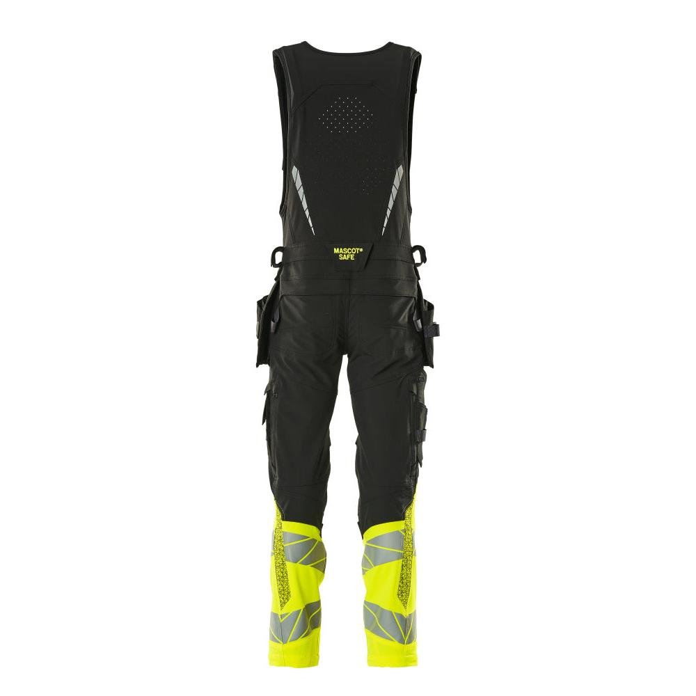 Kombinationsbukser, hængelommer, ULTIMATE STRETCH kombinationsbukser, sort/hi-vis gul
